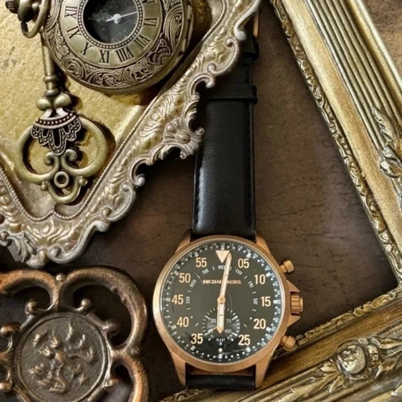 MICHAEL KORS • Black Leather Access Gage Rose Gold Hybrid Smart Watch - Picture 11 of 11